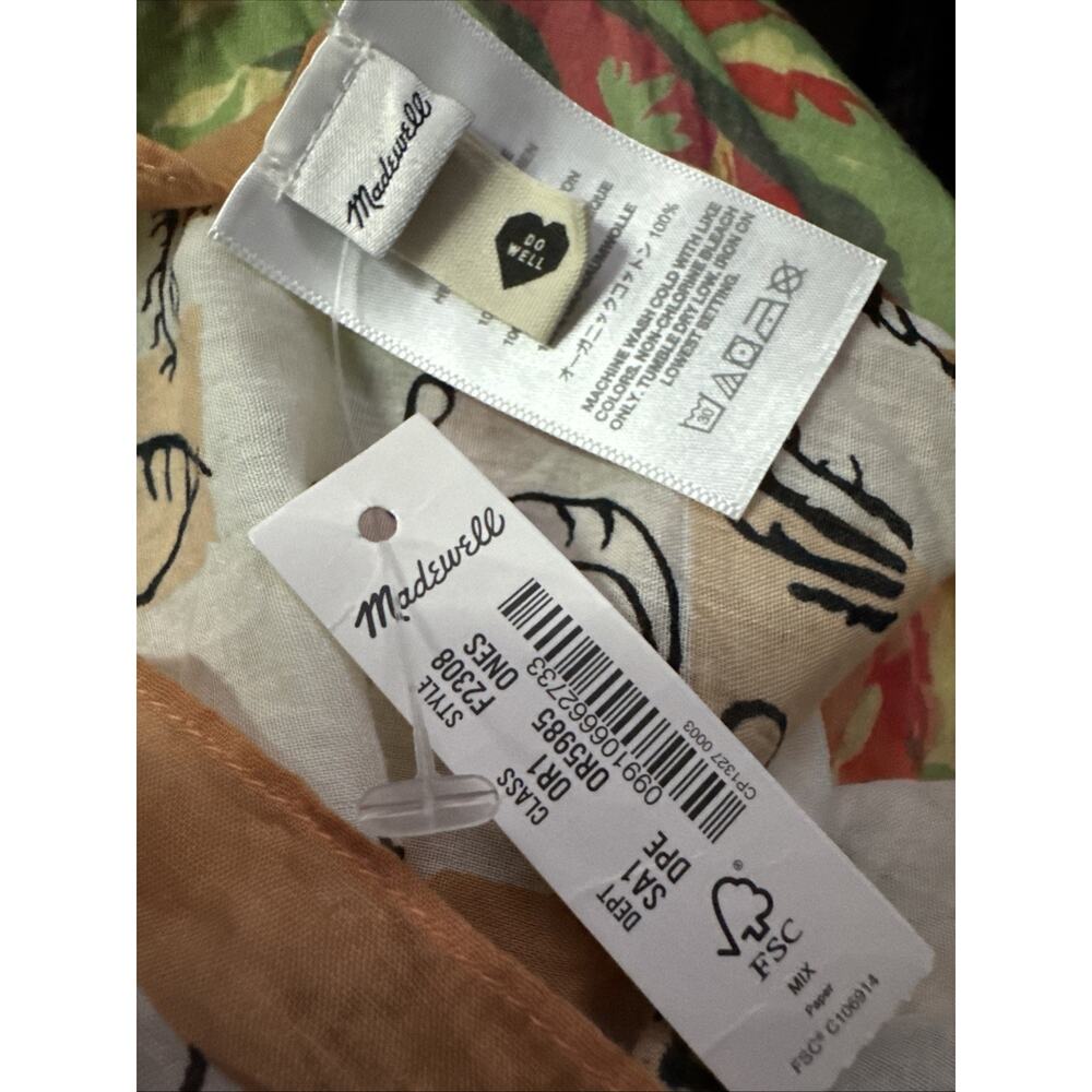 NWT Madewell Organic Cotton Bandana Seahorse Seashell Print Square Beach Orange - Picture 7 of 7